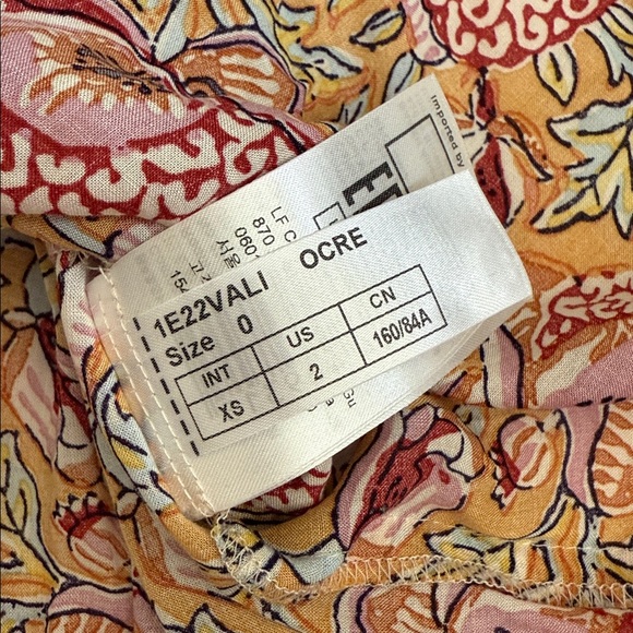 ba&sh | Valia Floral Print Short Sleeve Boho Mini Dress 1E22VALI Ocre (XS 2) - Picture 10 of 16